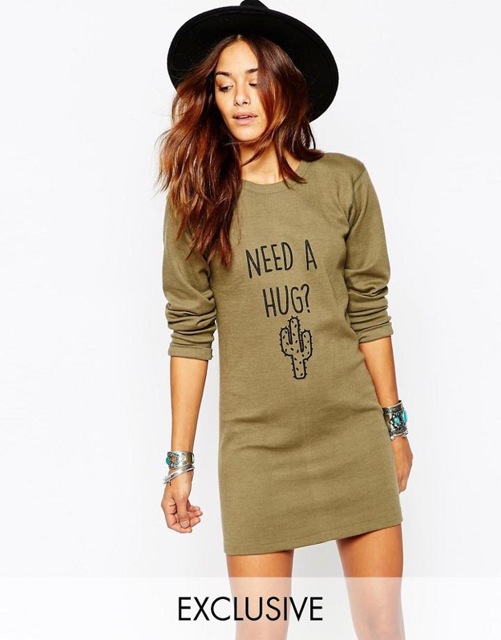 Milk It Vintage Military Dress With Cactus Print - Green