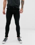 French Connection Black Super Skinny Stretch Knee Rip Jeans