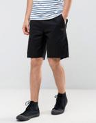 Religion Chino Shorts In Skater Fit With Raw Edge - Black