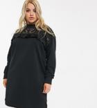 River Island Plus Broderie Frill Sweat Mini Dress In Black