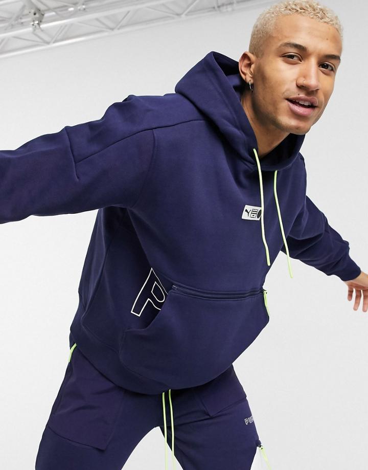 Puma Graphic Hoodie In Navy-black