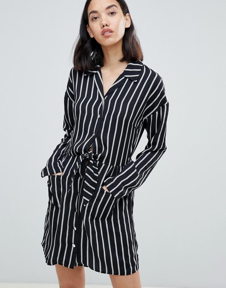 Amy Lynn Stripped Belted Shirt Dress - Multi