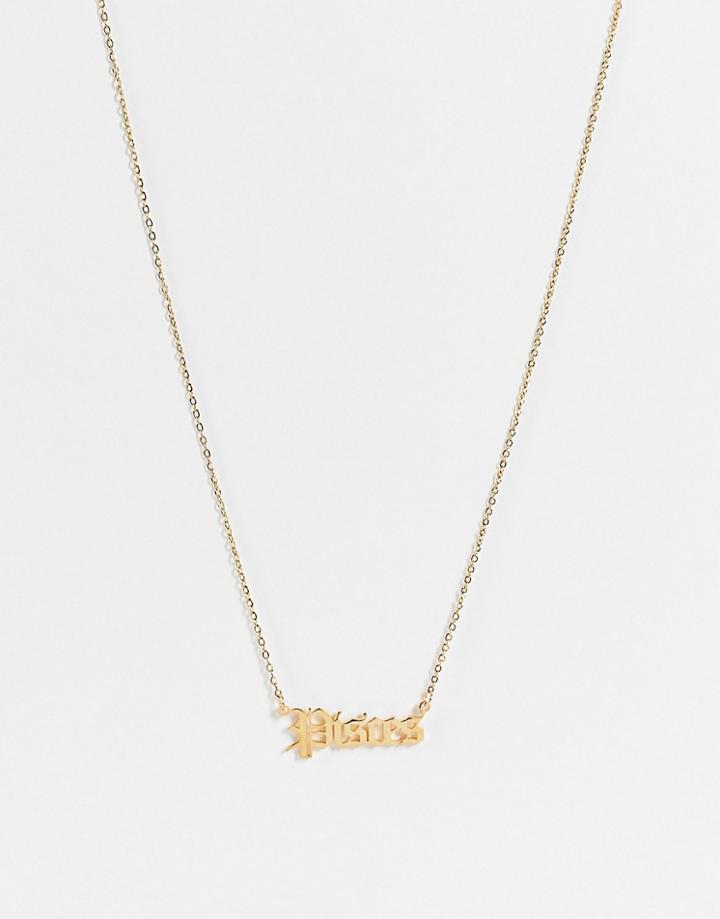 Designb London Pisces Star Sign Stainless Steel Necklace In Gold