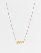 Designb London Pisces Star Sign Stainless Steel Necklace In Gold