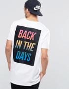 Asos Longline T-shirt In Textured Flock With Rainbow Text Back Print - White