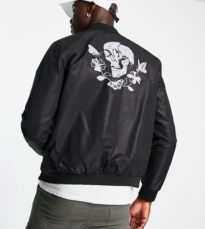 Bolongaro Trevor Tall Moth Skull Bomber Jacket-black