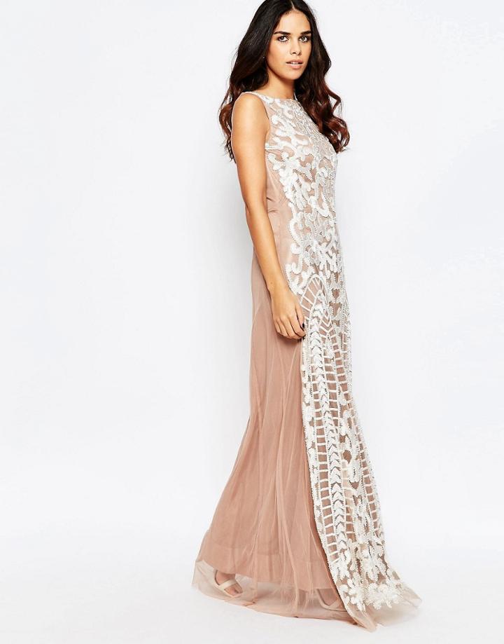 A Star Is Born Maxi Dress With Sheer Detail - White