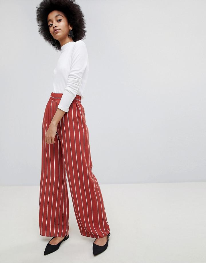 Miss Selfridge Stripe Wide Leg Pants - Brown
