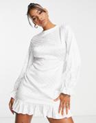 Blume Bridal Satin Spot Mini Dress With Bow Back In White