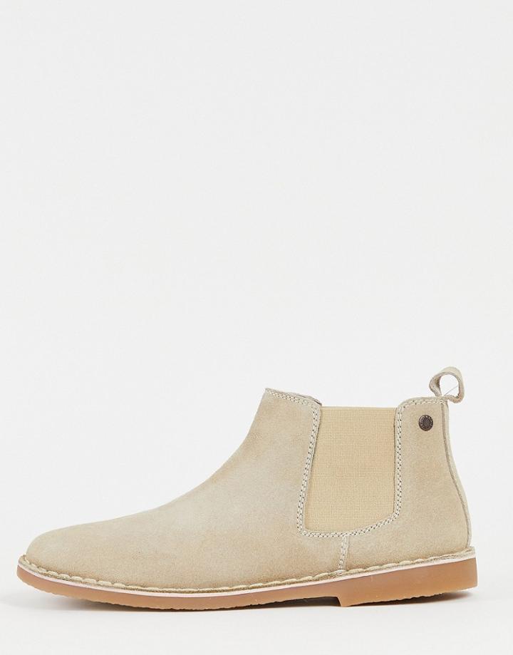 Jack & Jones Suede Chelsea Boot In Beige-neutral