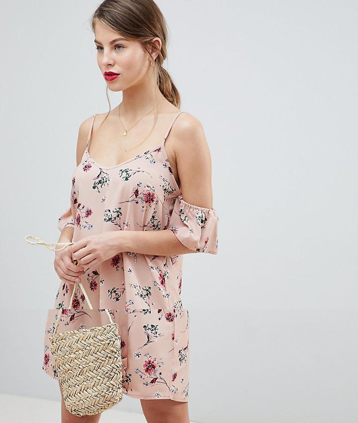Vila Floral Cold Shoulder Dress - Multi