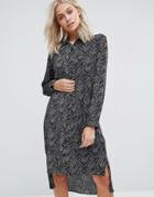 Qed London Printed Shirt Dress - Black