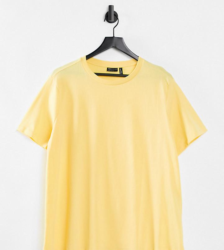 Asos Design Curve Ultimate Organic Cotton T-shirt With Crew Neck In Sunshine-yellow