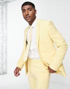 Asos Design Super Skinny Suit Jacket In Yellow-orange