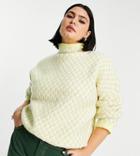 Asos Design Curve Oversized Sweater In Checkerboard Stitch-yellow