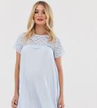 Asos Design Maternity Lace Insert Pleated Mini Dress - Blue