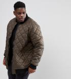 Loyalty And Faith Plus Quilted Zip Thru Bomber Jacket - Green