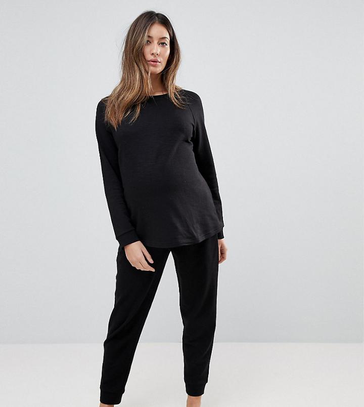 Asos Maternity Lounge Longline Sweat And Jogger Set - Black