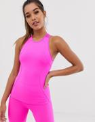 Asos 4505 Neon Pink Mesh Back Tank - Pink