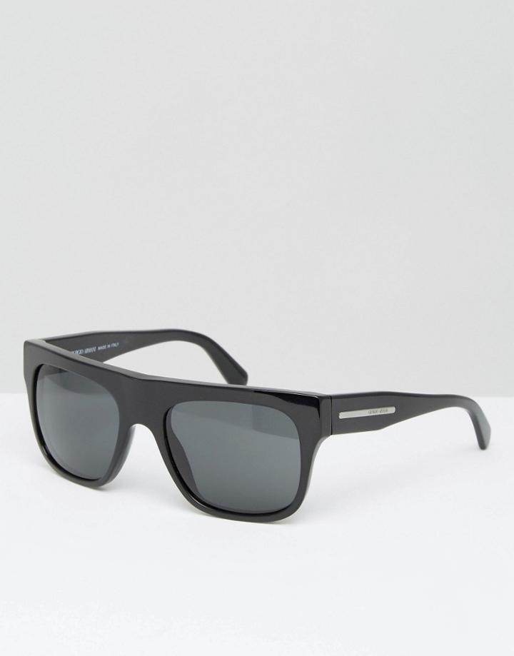 Giorgio Armarni Flat Brow Sunglasses Black - Black
