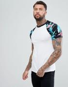 Asos Design Raglan T-shirt With Floral Print - Black