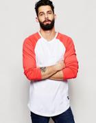 Only & Sons Longline Long Sleeve Top With Contrast Raglan Sleeves