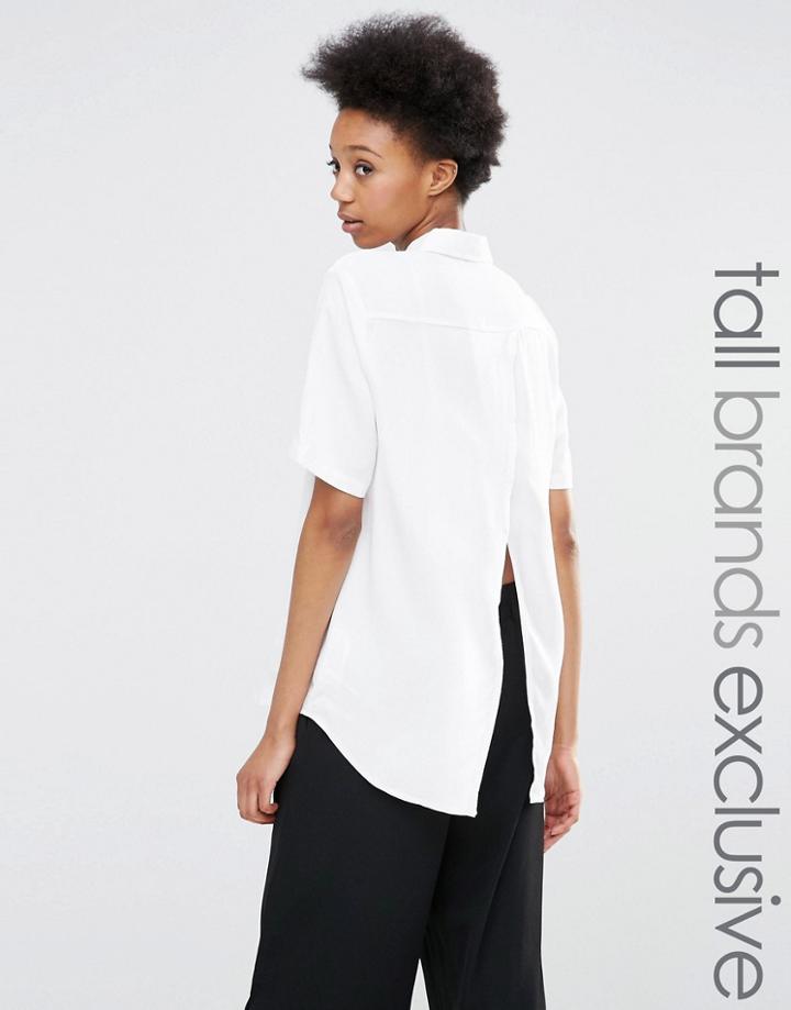 Adpt Tall Short Sleeve Wrap Back Detail Shirt - White