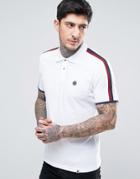 Pretty Green Tilby Moon Pique Polo Slim Fit In White - White