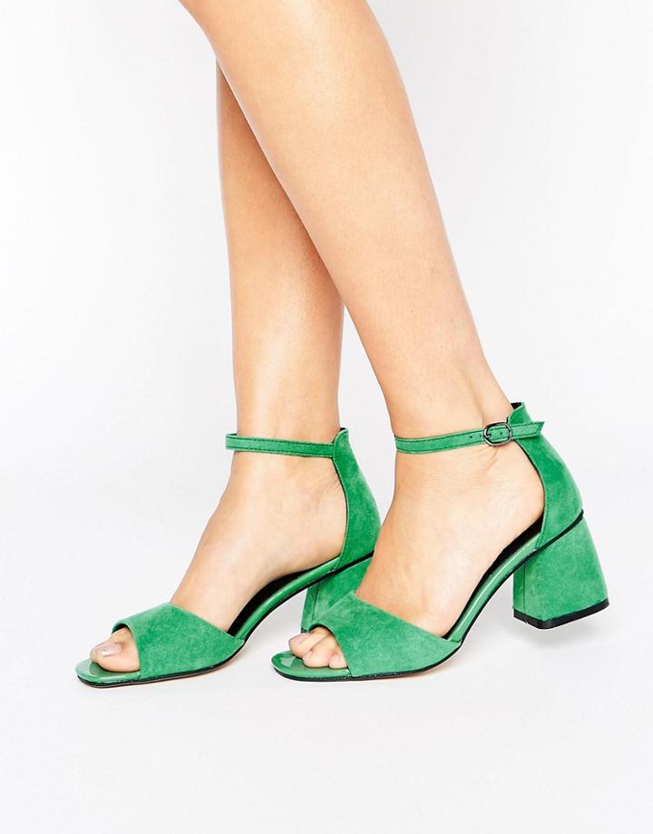 Lost Ink Maci Green Mid Heeled Sandals - Green