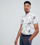 Ted Baker Tall Slim Smart Shirt In White Floral Print - White