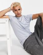 Asos Design Muscle Fit T-shirt In Rib With Raglan In Blue
