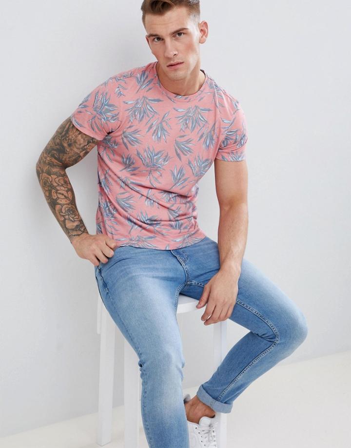 Blend Coral Leaf T-shirt - Pink