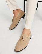 Asos Design Loafers In Stone Faux Suede-neutral