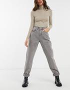 Asos Design High Rise Patched Utility Jeans In Grape-purple