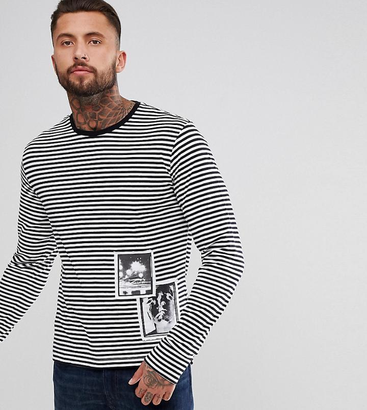 Diesel Stripe Long Sleeve Top - White