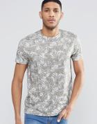 Asos T-shirt With Tonal Leaf Print - Gray