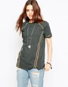 Asos Geo-tribal Taped T-shirt - Charcoal