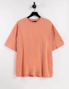 Asos Design Oversized T-shirt In Coral-orange