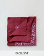Heart & Dagger Pocket Square In Silk Floral Print - Pink