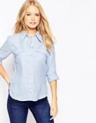 Asos Fitted Shirt In Twill - Blue