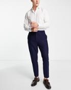 Harry Brown Smart Pants With Elasticized Waistband In Navy Pinstripe