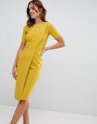 Closet London Draped Jersey Dress - Yellow