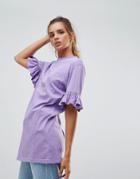 Chorus Frill Sleeve Jersey Top - Purple