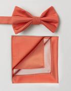 Asos Wedding Bow Tie And Pocket Square Pack In Pink - Pink