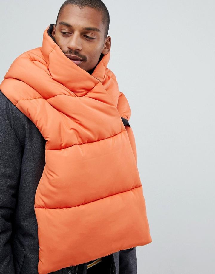 Asos Design Color Block Padded Scarf In Black & Orange-multi