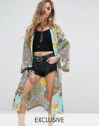 Reclaimed Vintage Inspired Kimono With Tassel Ties - Multi