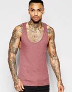 Asos Rib Muscle Tank With Extreme Racer Back In Brown - Brown