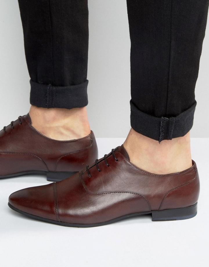 Walk London Mark Toe Cap Oxford Shoes - Red