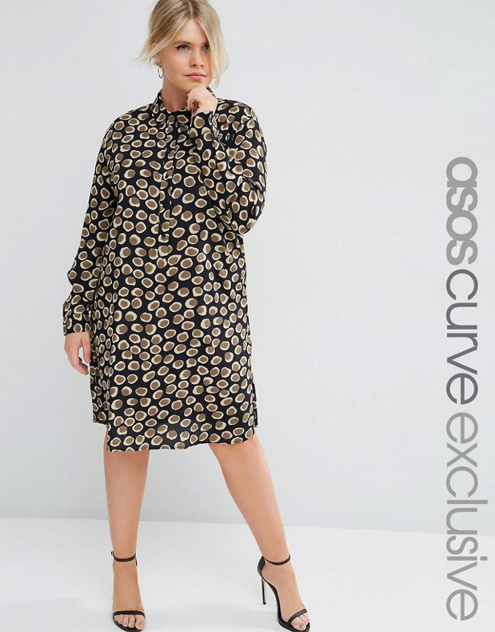 Asos Curve Shirt Dress In Animal Print - Multi