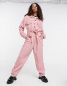 Tommy Jeans Long Sleeve Utility Coveralls In Pink